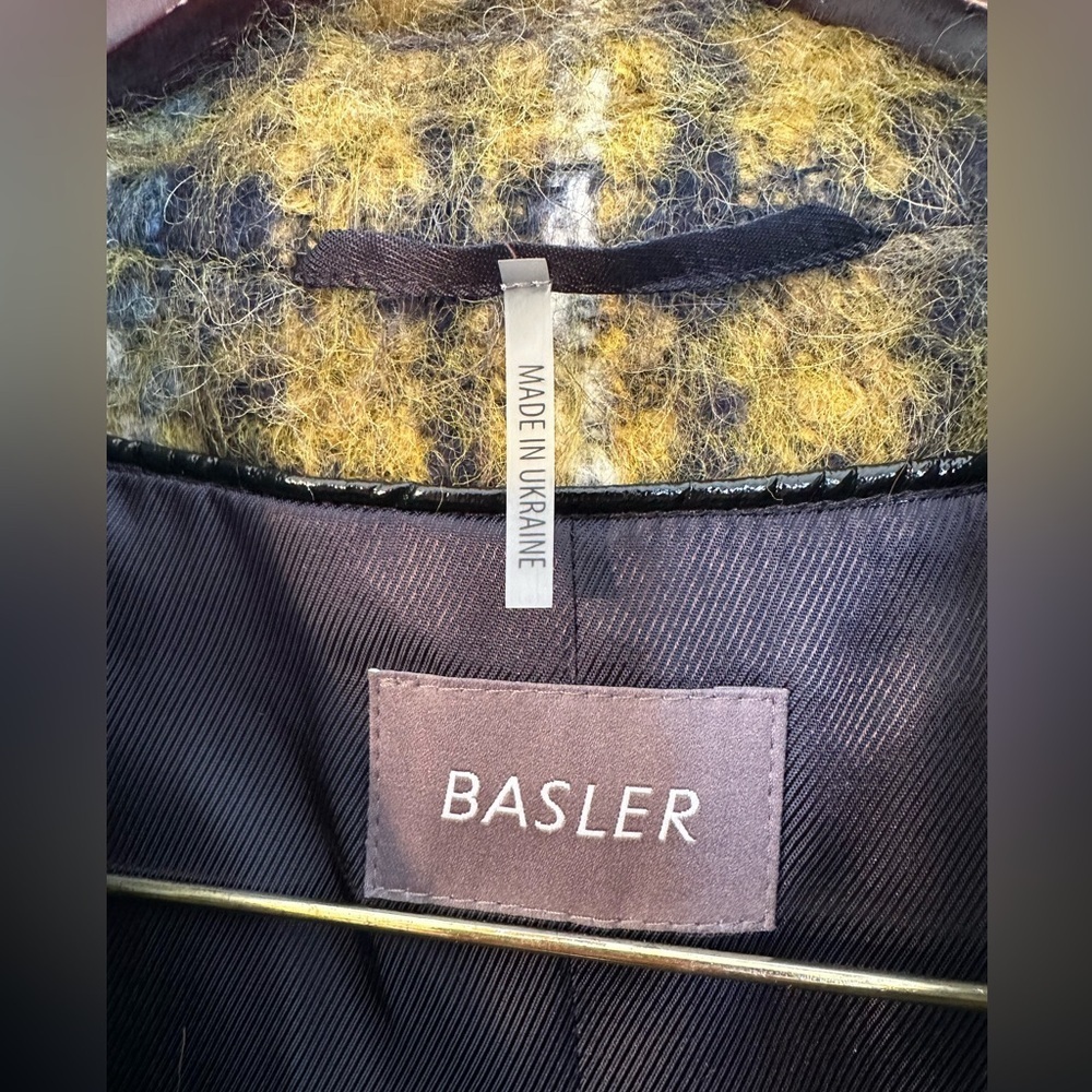 BASLER 40 Old Money Brushed Wool Abstract Plaid City Coat Painterly Tartan Efect - Picture 3 of 16